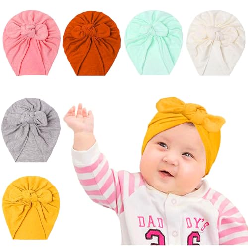 Image of Wovenew Baby Turban Hats 6 Pcs Newborn Hats Breathable Bows Baby Bandana Hats Girls Cute Hat Headwear Accessories