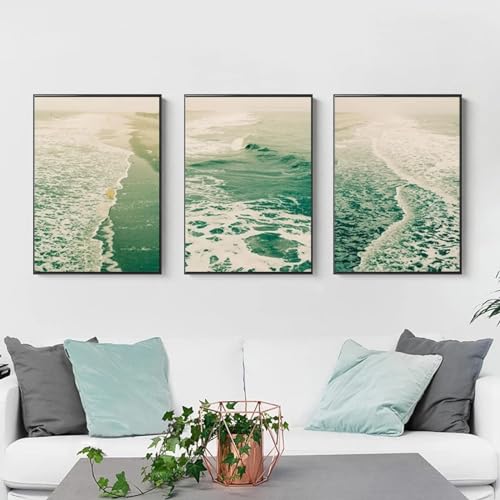 Décor à la maison salon avec triptyque paysage marin moderne - 2