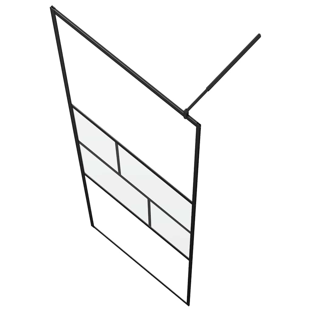 Ścianka prysznicowa Walk-in, czarna, 115 x 195 x 0,5 cm, szkło ESG i aluminium, ścianka prysznicowa jako ochrona przed pryskaniem, ścianka działowa do łazienki, chodzenie w ścianie bocznej z