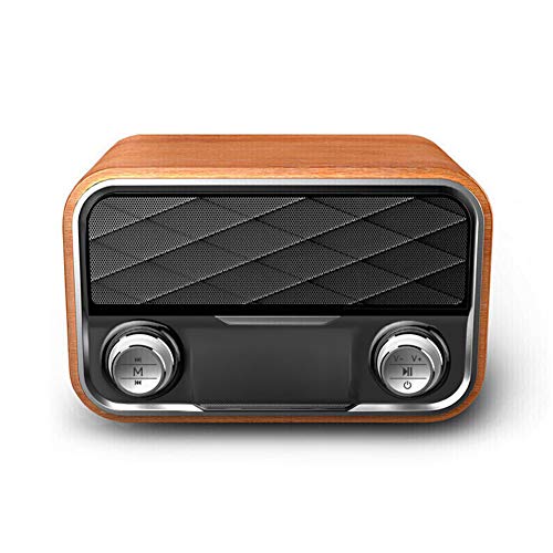 Preisvergleich Produktbild YFQH Drahtloser Bluetooth-Holzlautsprecher - Dual-Lautsprecher-Multifunktionsgerät mit Radiokarte für Nachttischlautsprecher Subwoofer,Brown