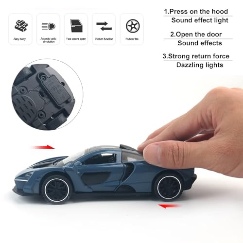 Image of Sky Tech McLaren Senna Sport Toy 1:32 Scale Model Car Exclusive Alloy Metal Car Die-cast Scale Model Pullback Toy with Openable Doors & Light Music Best Gifts Toys Kids【Colors as Per Stock】