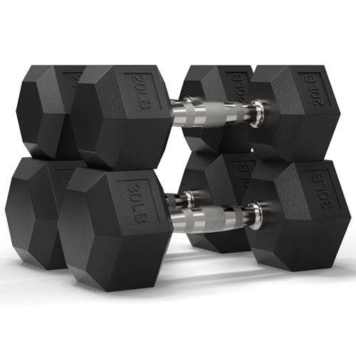 Image of Mikolo Dumbbell Sets with Rack, Rubber Hex Dumbbells, Multiple Choices in 160 /200 /380 /450 /550LB, Hand Weights with Chrome Handle for Strength Training