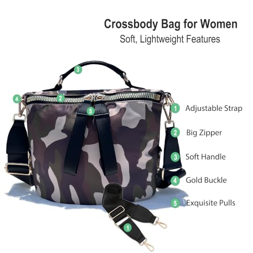 Image of Women's Crossbody Bag - Soft Cloth Shoulder Bag, Lightweight Waterproof Purse, Stylish Slash-Proof Casual Bag