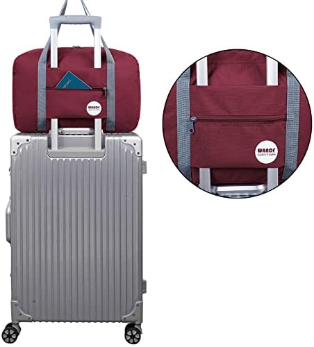 Small Cabin Bag 40x20x25 for Ryanair Airlines Foldable Underseat Travel Bag Water-Resistant Hand Luggage Bag Holdall Bag Weekend Overnight Bag for Women Men by WANDF (Wine Red 20L)