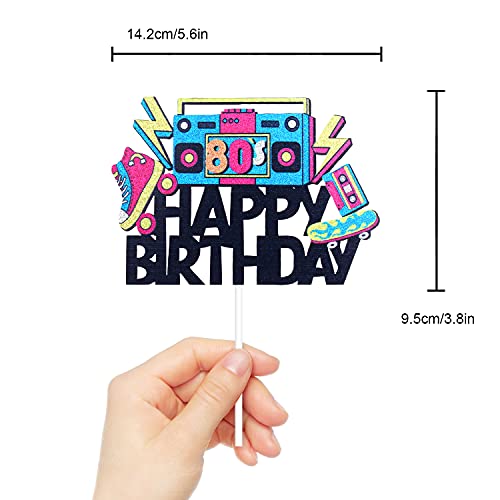80'S Throwback Happy Birthday Cake Topper - Hip Hop Stars Totally 1980S Party Cake Supplies - 80'S Decade Throwback Party Decorations #TOP3