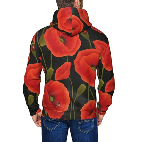 Sweat à capuche homme imprimé fleurs pull décontracté automne hiver doux - 3
