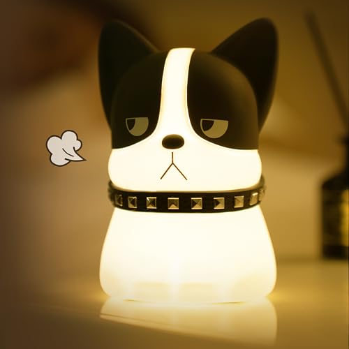 Image of Led Cute Frenchie Night Light, Dimmable Nursery Kawaii Lamps, Super Squishy Silicone USB Rechargeable Touch Control Bedside Lamp, Used for Camping Party Room Decor(Frenchie)