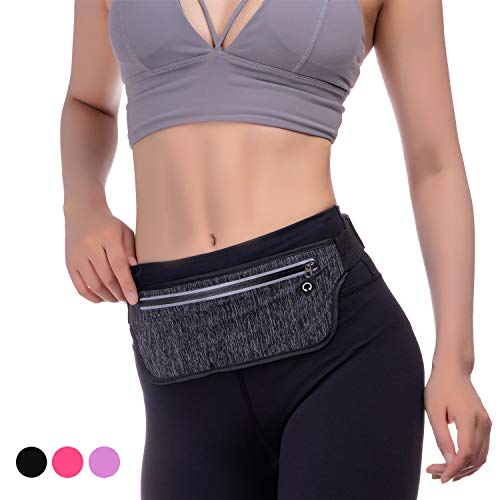 KEGE Multiple Color Slim Reflective Running Belt Fanny Pack, Bounce Free Water Resistant