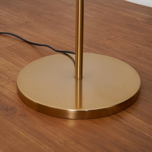 Image of Divine Trends Uplighter Brass Antique Finish Floor Lamp for Living Room with Frosted Glass Lampshade | Includes LED Warm Bulb | Hidden Wire Design | Uplight Corner Standing Lamp for Home | Pack of 1