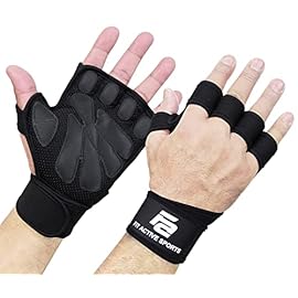 Fit Active Sports New Ventilated Weight Lifting Workout Gloves with Built-in Wrist Wraps for Men and Women – Great for Gym Fitness, Cross Training, Hand Support & Weightlifting.