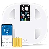 【Diseño sofisticado y certificado】 Esta báscula de grasa corporal tiene un cuerpo resistente y al mismo tiempo ultradelgado, cuerpo de acero inoxidable y cristal templado para una medición precisa, superficie lisa que se limpia fácilmente, 4 pilas AAA, con certificación de precisión y tolerancia por la FDA, CE, FCC y ROHS.