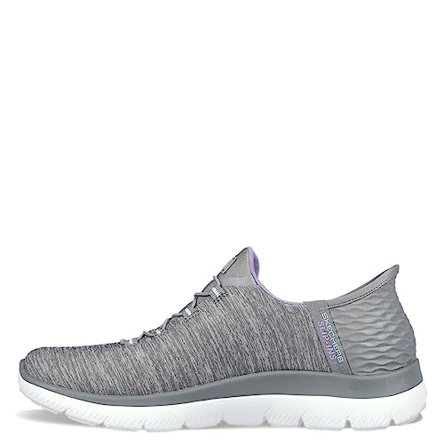 Skechers Women's Summits Hands-Free Slip-Ins – Memory Foam Insole, Heel Pillow, Vegan Materials Sneaker, Grey Mint, 6