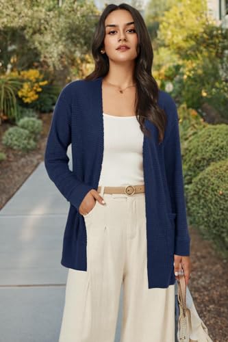Image of STYLEWORD Women's Fashion Cardigan Sweater Lightweight Open Front Long Casual Beach Kimonos Outfits with Pockets