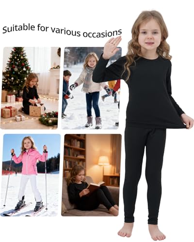 Girls Thermal Underwear Set Long Johns Fleece Lined Kids Base Layer Winter - image 6