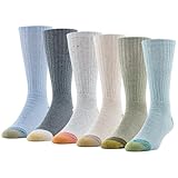 GOLDTOE Men's Harrington Crew Socks, Multipairs, Washed Aqua Assorted (6-Pairs), Shoe Size: 6-12.5