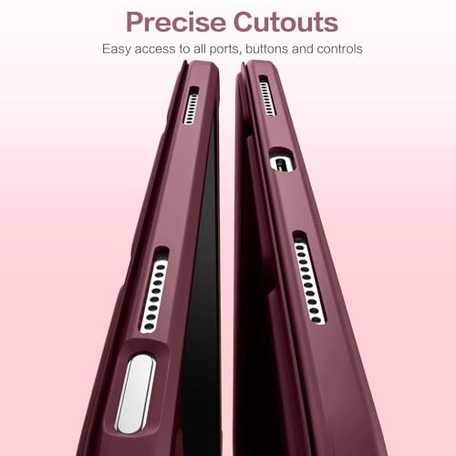 Image of Wenlaty Compatible with iPad (A16) 11th Generation Case 11 Inch 2025, for iPad 10th Generation Case 10.9 Inch 2022 with Pencil Holder, Trifold Stand Protective Clear Back, Auto Wake /Sleep, Wine Red