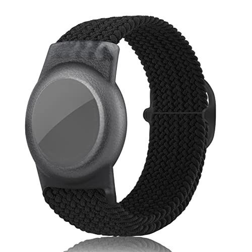 Yizhet Airtag Bracelet, Adjustable Size for 14.9-23.9cm, Soft Nylon Wristband for Adults, Kids, Toddlers, Elderly (Black)