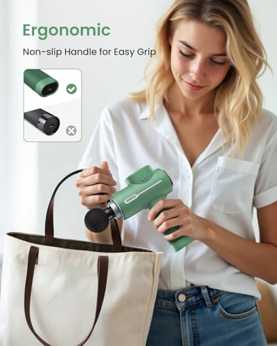 RENPHO Massage Gun Deep Tissue, Christmas Birthday Gifts for Women Men, Portable Percussion Massager for Back and Neck, Handheld Device with Carry Case, Active Green