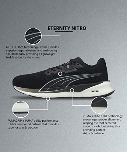 PUMA PUMA Men's Road Running Shoe, Black White, 9
