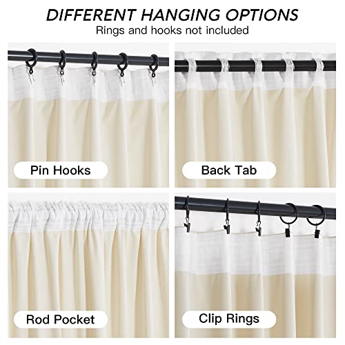 Image of RYB HOME Cream Velvet Curtains 96 inch, Light Dimming White Window Curtains for Living Room Thermal Insulated Privacy Backdrop with Pleat Tape on Top for Bedroom, Ivory, W52 x L96 inch, 2 Panels | Room Darkening, Thermal Insulated, Pleat Tape on Top, Heavy Duty Plush, Dining Room Sliding Patio Door, W52 x L96, 2 Panels