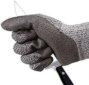 Cut Resistant Gloves Level 5 Protection Food Grade EN388 Certified Safety Gloves for Outdoor Fishing Gardening (Grey)