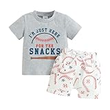 BemeyourBBs Infant Baby Boy Baseball Outfit Funny Letter Short Sleeve T Shirt Pockets Shorts Set 2 Piece Toddler Summer Clothes baseball grey, 12-18 Months