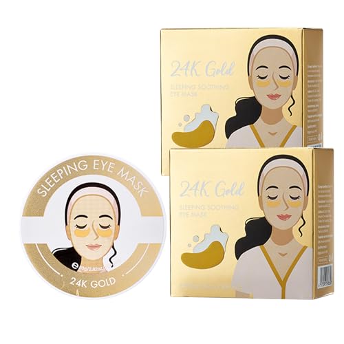 24K Gold Eye Mask 2 Pack – 60 Pairs, 120pcs | Firming Eye Gel Patches for Wrinkles & Dark Circles, Brightening Under Eye Care