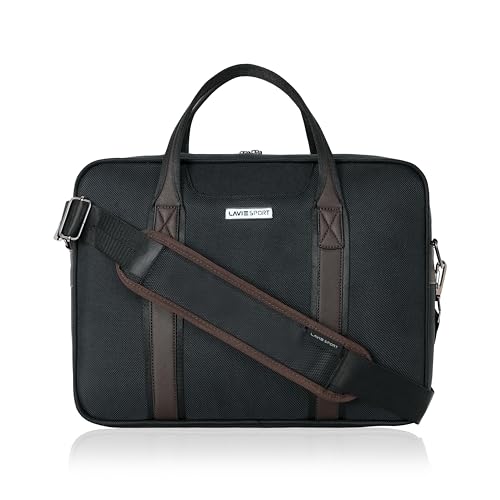Image of Lavie Sport Elevate Briefcase 9L Laptop Briefcase Bag | Premium Leatherette Business Briefcase for Men & Women | Messenger Shoulder Bag with Detachable Strap