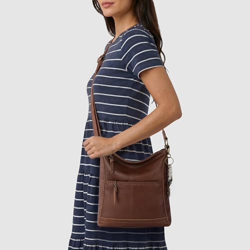 Image of The Sak Lucia Leather Crossbody Purse - Premium Leather Women's Handbag for Everyday & Travel - Cross Body Bag With Zipper