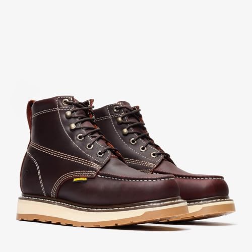 Image of Bonanza Boots Frontier Dual 6 inch Work Boots for Men - Premium Leather Moc Toe, Steel Toe with Light-weight Dual Density Comfort Wedge Outsole; ASTM Rated