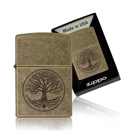 Zippo Feuerzeug Motiv: Baum des Lebens – antikes Messing
