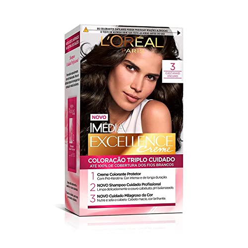Coloração Imédia Excellence, L'Oréal Paris, Castanho Escuro, Coloração Imédia