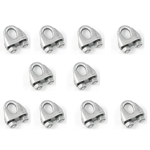 2mm Wire Rope Clip Cable Clamp Marine Grade Stainless Steel U Bolt Saddle Fastener (Wire Clamp 2mm, 10 Units)
