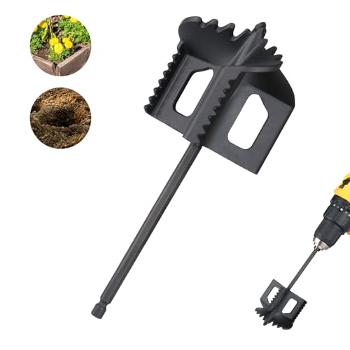 4-in-1 Cultivator Soil Tiller Soil Digger and Soil Loosener Auger Attachment for Most Drive Drills Plant Boxes Ideal for Raised Beds Home Gardening Soil Loosening