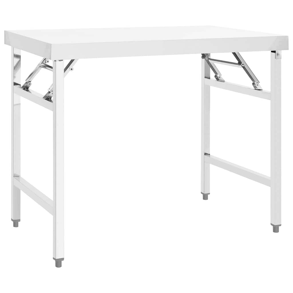 vidaXL Küchentisch Klappbar Gastronomie Gastro Tisch Arbeitstisch Klapptisch Edelstahltisch für Restaurant Kantine 100x60x80cm Edelstahl