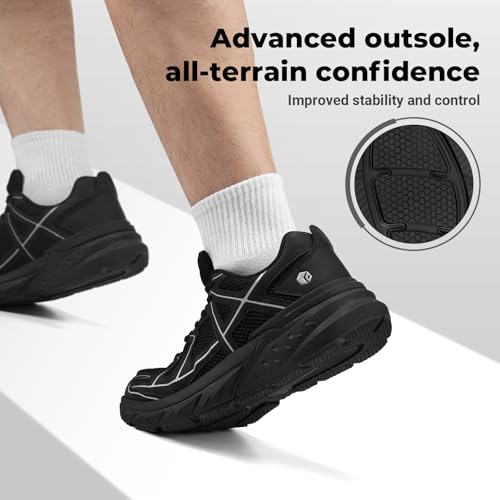 Image of FitVille Mens Walking Shoes Wide Width Thicker Cushioning Sneakers Extra Wide Shoes for Men Bouncy Shoes Non Slip Workout Gym Athletic Sneakers