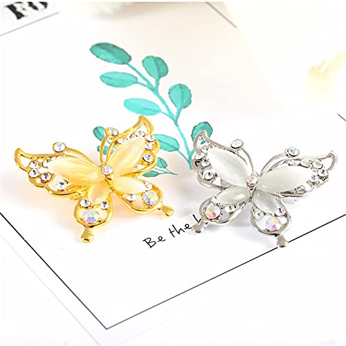 Image of coadipress Butterfly Brooch Pins Chic Romantic Elegant Rhinestone Crystal Insect Brooch Pin Women Corsage Scarf Shawl Clothing Accessories Wedding Party Banquet