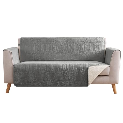 Image of Gray Loveseat Covers 2 Cushion Couch, Water-Repellent Sofa Slipcover for Couch, Machine Washable Love Seat Quilted Couch Covers, Pet Friendly Loveseat Slipcovers (Loveseat 56 inch, Cool Gray)