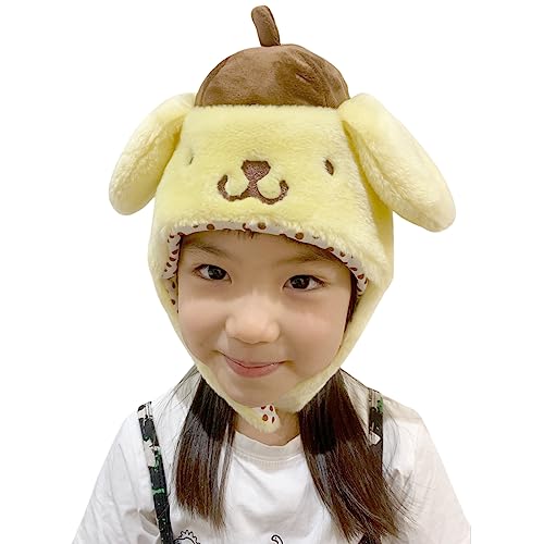 Sanrio Pompompurin (Pom Pom Purin) Fluffy Kids Beanie Cap Soft Warm Winter Head wear Yellow