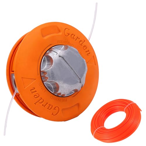 HUAREW Cabezal de bobina de repuesto M10 x 1,25 mm para desbrozadora, cable izquierdo con hilo de 30 m x 2,4 mm, color naranja