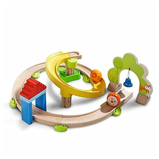 HABA 300439 - Kugelbahn Kullerbü - Kringelbahn, Holzkugelbahn mit vielen Kurven und Glöckchentor, Spielzeug ab 2 Jahren