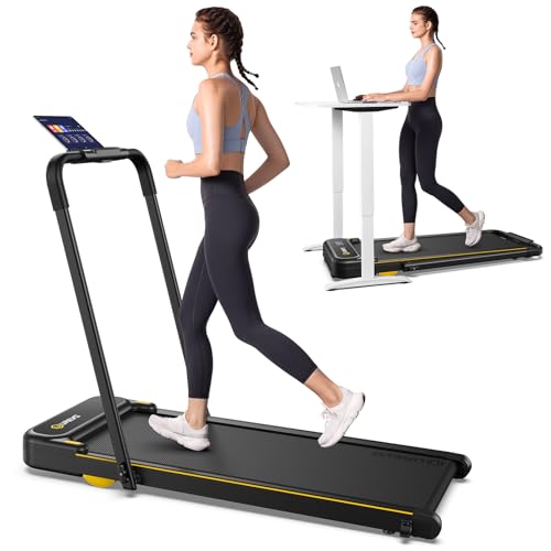 UREVO 2 in 1 Under Desk Treadmill – Folding Walking Pad with Remote Control, App, and LED Display for Home & Office