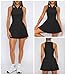 Hragc Women's Mini Flowy Pleated Ruffle Black Tennis Athletic Dress for Women Summer Polo Golf Dress with Shorts Pockets Separate Large