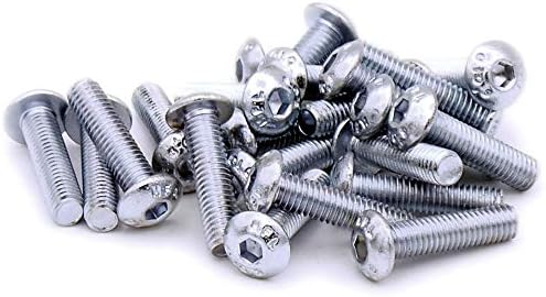 M5 (5mm x 10mm) Hex Socket Button Machine Screw (Bolt) - Black Steel (Pack of 20)