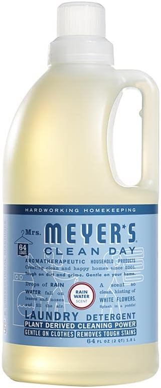 Mrs. Meyer's Clean Day Rain Water - Detergente líquido para ropa de 64 oz. 1 paquete - Caja de 66