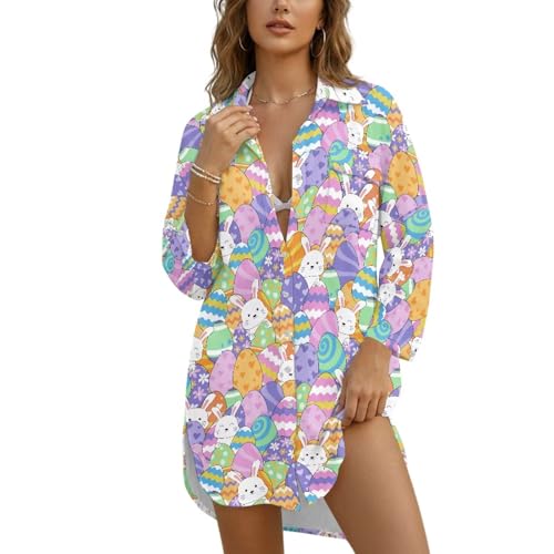 Salida de baño tipo camisa de verano para mujer vestido playero botones XL