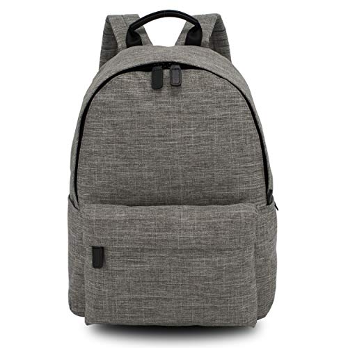 Cheryl & Wong Genuine Leather Trim Durable shoulder Strap Attachment Laptop Travel Backpack,Fit 15.6" Laptop (Heather grey)