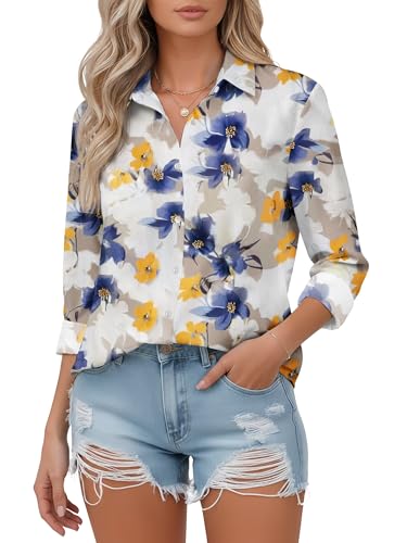 Image of Soft Wrinkle-Free Button Down Stretch Shirts for Women, Breathable Moisture-Wicking Casual Work Dress Tops