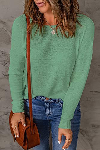 Image of Womens's Drop Shoulder Casual Loose Crewneck Lightweight Long Sleeve Pullover Sweaters