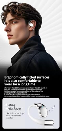 Image of U30 OWS Open Ear Wireless Earbuds with Display, ENC Mic for Crystal-Clear Calls, 60hr Playtime with Type-C Fast Charging, BT5.4 Gaming Bluetooth Earphones, Touch Control Sports Headphone. Black